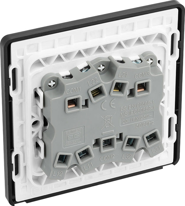 BG Evolve PCDSB43B 20A 16AX 2 Way Triple Light Switch - Satin Brass (Black) - westbasedirect.com