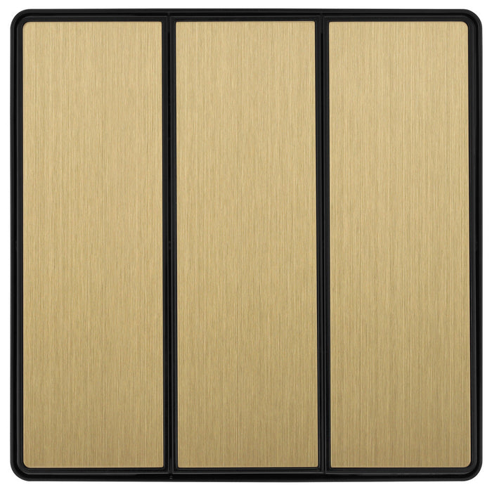 BG Evolve PCDSB43EB 20A 16AX 2 Way Triple Light Switch, Edge to Edge Rocker - Satin Brass (Black) - westbasedirect.com