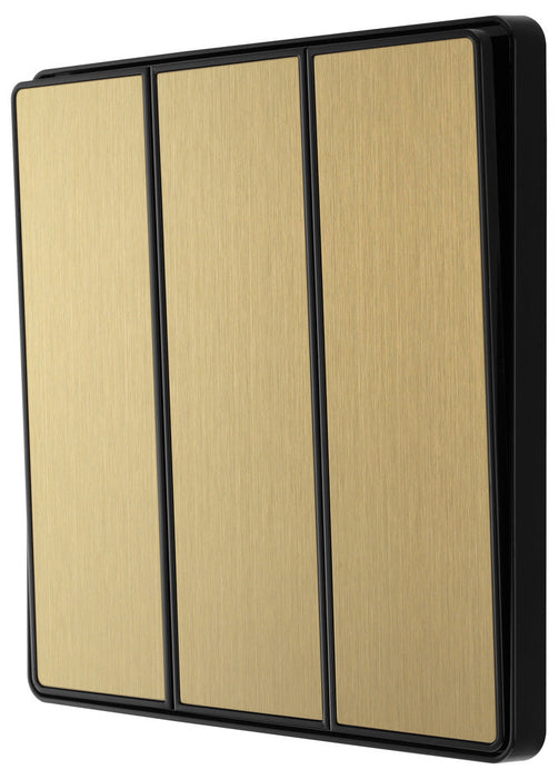 BG Evolve PCDSB43EB 20A 16AX 2 Way Triple Light Switch, Edge to Edge Rocker - Satin Brass (Black) - westbasedirect.com