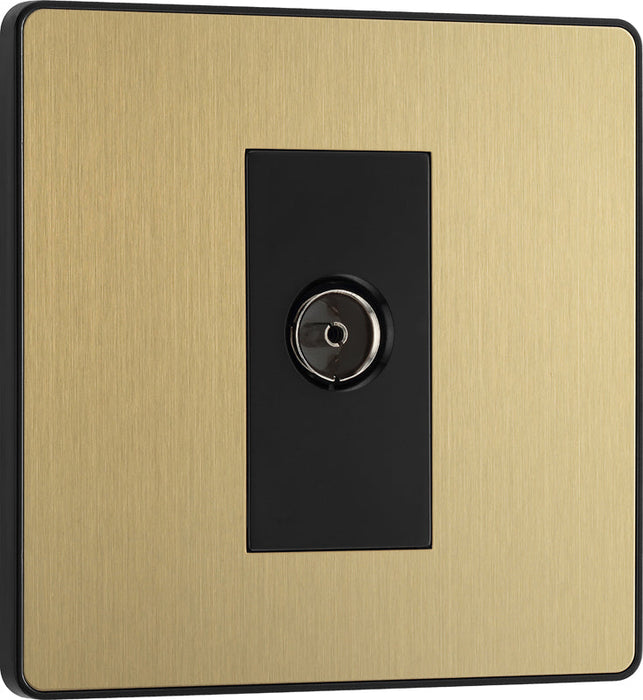 BG Evolve PCDSB60B Single Socket for TV or FM Co-Axial Aerial Connection - Satin Brass (Black) - westbasedirect.com