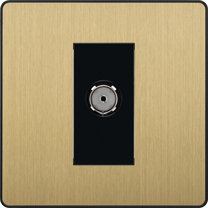 BG Evolve PCDSB60B Single Socket for TV or FM Co-Axial Aerial Connection - Satin Brass (Black) - westbasedirect.com