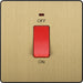 BG Evolve PCDSB74B 45A Double Pole Square Switch with LED Power Indicator - Satin Brass (Black) - westbasedirect.com