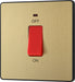 BG Evolve PCDSB74B 45A Double Pole Square Switch with LED Power Indicator - Satin Brass (Black) - westbasedirect.com