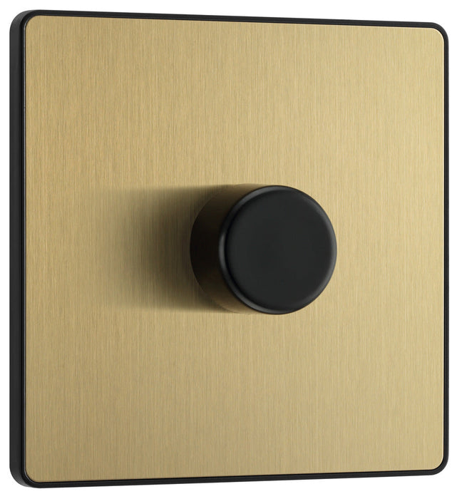 BG Evolve PCDSB81B 2-Way Trailing Edge LED 200W Single Dimmer Switch Push On/Off - Satin Brass (Black) - westbasedirect.com