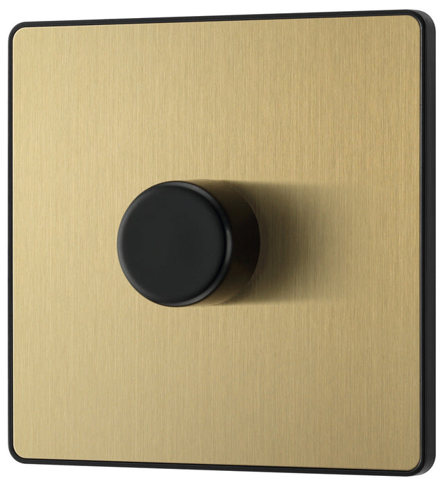 BG Evolve PCDSB81B 2-Way Trailing Edge LED 200W Single Dimmer Switch Push On/Off - Satin Brass (Black) - westbasedirect.com