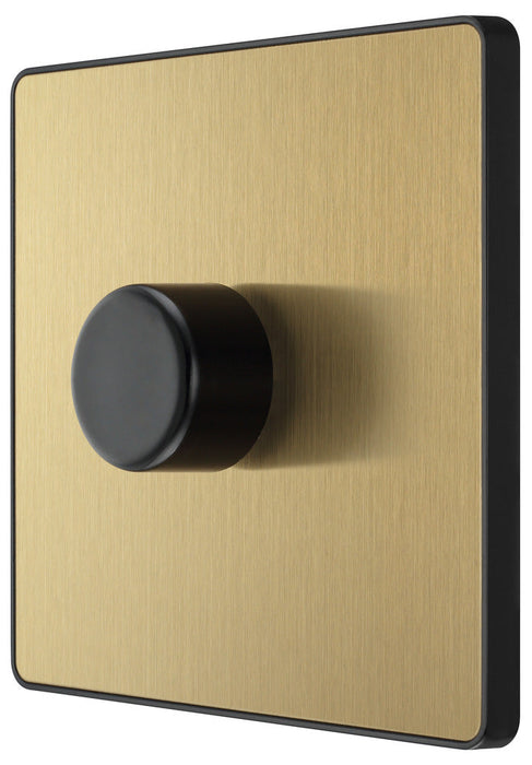 BG Evolve PCDSB81B 2-Way Trailing Edge LED 200W Single Dimmer Switch Push On/Off - Satin Brass (Black) - westbasedirect.com