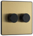 BG Evolve PCDSB82B 2-Way Trailing Edge LED 200W Double Dimmer Switch Push On/Off - Satin Brass (Black) - westbasedirect.com