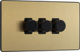 BG Evolve PCDSB83B 2-Way Trailing Edge LED 200W Triple Dimmer Switch Push On/Off - Satin Brass (Black) - westbasedirect.com