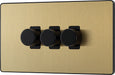 BG Evolve PCDSB83B 2-Way Trailing Edge LED 200W Triple Dimmer Switch Push On/Off - Satin Brass (Black) - westbasedirect.com