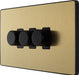 BG Evolve PCDSB83B 2-Way Trailing Edge LED 200W Triple Dimmer Switch Push On/Off - Satin Brass (Black) - westbasedirect.com