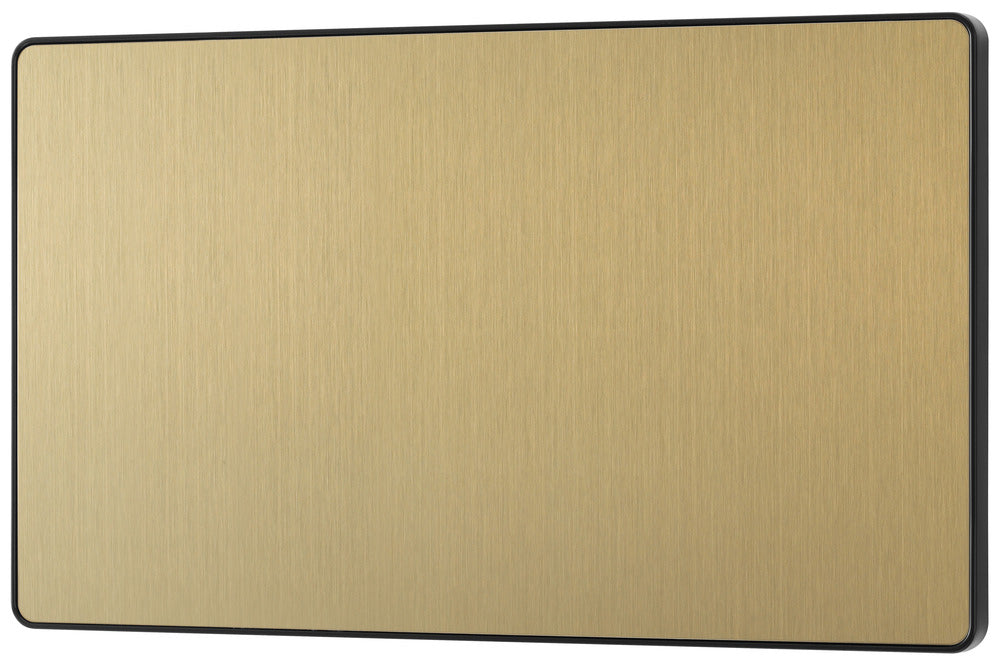 BG Evolve PCDSB95B Double Blank Plate - Satin Brass (Black)