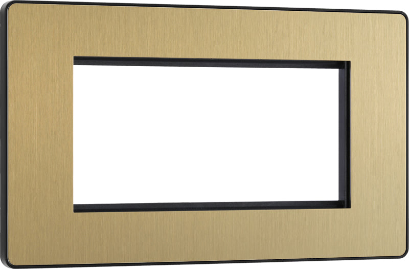 BG Evolve PCDSBEMR4B Quadruple Rectangular Front Plate (100 x 50) - Satin Brass (Black) - westbasedirect.com