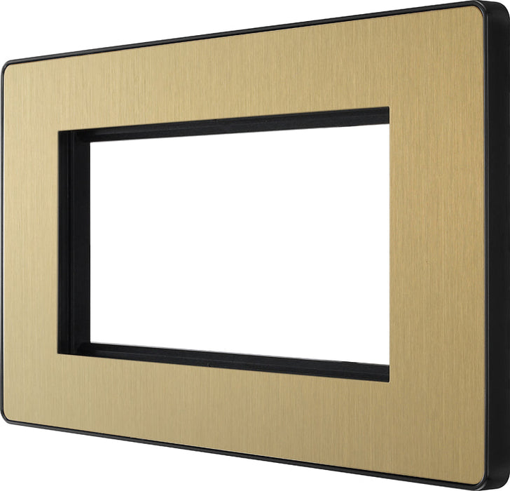 BG Evolve PCDSBEMR4B Quadruple Rectangular Front Plate (100 x 50) - Satin Brass (Black) - westbasedirect.com