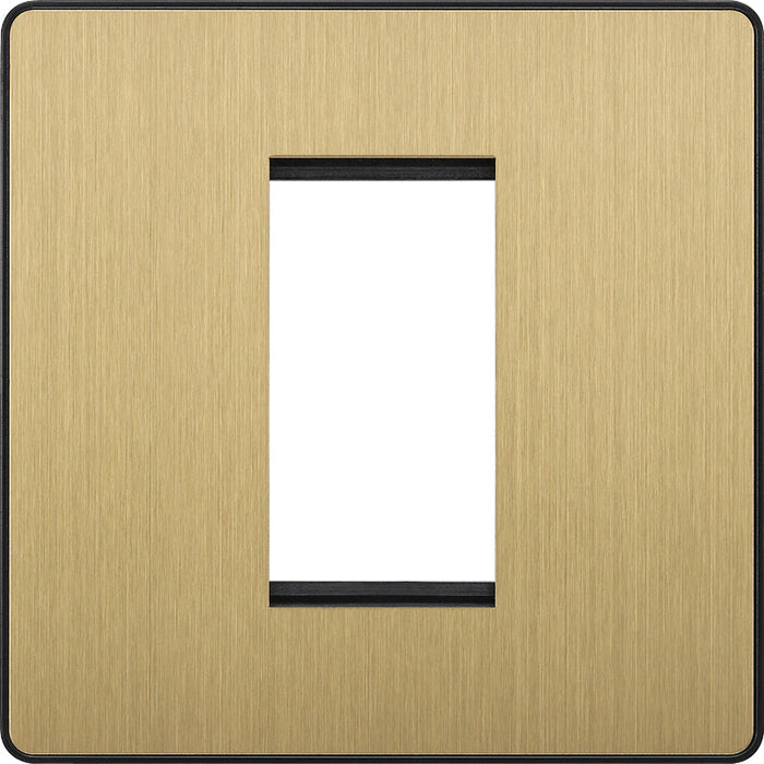 BG Evolve PCDSBEMS1B Single Euro Module Front Plate (25 x 50) - Satin Brass (Black) - westbasedirect.com