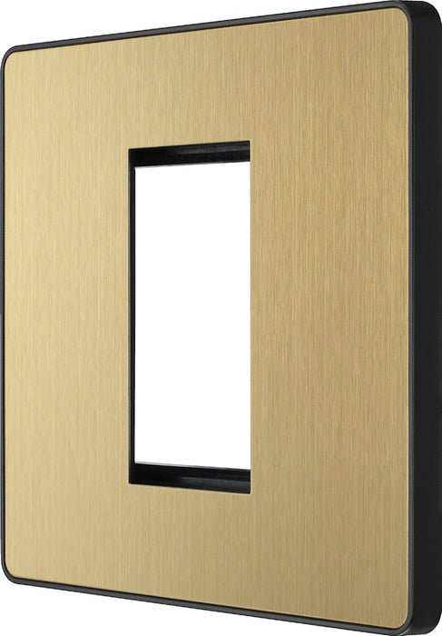 BG Evolve PCDSBEMS1B Single Euro Module Front Plate (25 x 50) - Satin Brass (Black) - westbasedirect.com