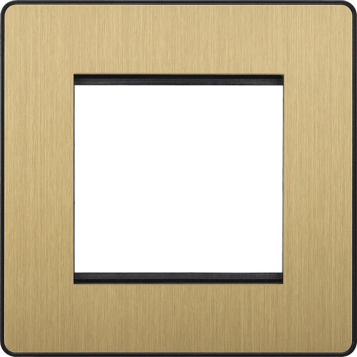 BG Evolve PCDSBEMS2B Twin Euro Module Aperture Single Front Plate (50 x 50) - Satin Brass (Black) - westbasedirect.com