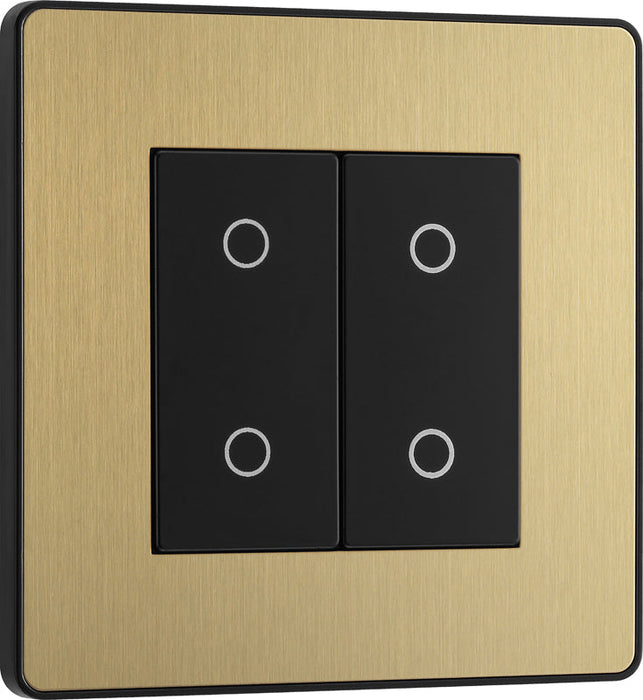 BG Evolve PCDSBTDM2B 2-Way Master 200W Double Touch Dimmer Switch - Satin Brass (Black) - westbasedirect.com