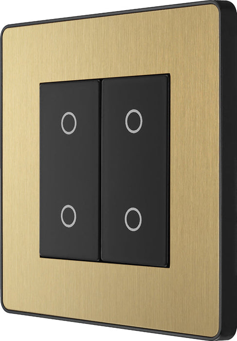 BG Evolve PCDSBTDM2B 2-Way Master 200W Double Touch Dimmer Switch - Satin Brass (Black) - westbasedirect.com