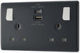 BG Part M PM22UAC22 13A Double Switched Power Socket + USB A+C (22W) - westbasedirect.com