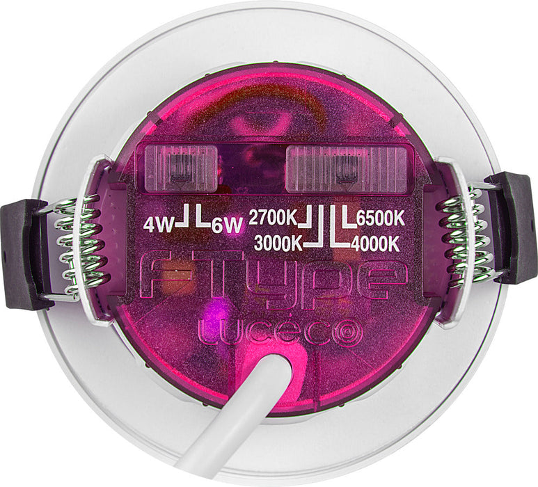Luceco PTF6WCCT FType Elite 4W/6W 750Lm Power Change & 4 Colour CCT 2700K/3000K/4000K/6000K Dimmable IP65 White - Flat (6 Pack)