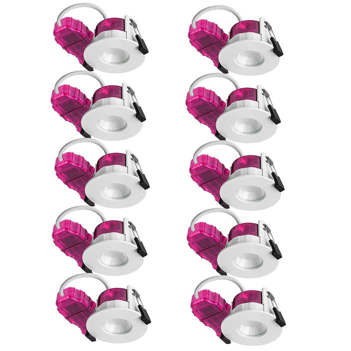 Luceco PTF6WCCT/10 FType Elite 4W/6W 750Lm Power Change & 4 Colour CCT 2700K/3000K/4000K/6000K Dimmable IP65 White - Flat (10 Pack)