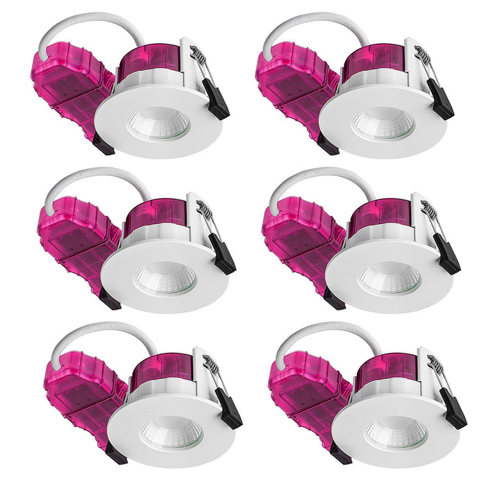 Luceco PTF6WD2W FType Elite 4W/6W 690Lm Power Change & CCT Change 3000K/4000K Dim2Warm Dimmable IP65 White - Flat (6 Pack)