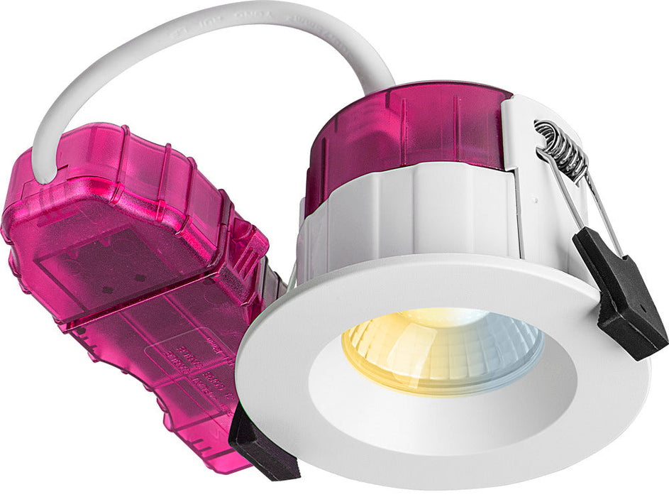 Luceco PTF6WCCT FType Elite 4W/6W 750Lm Power Change & 4 Colour CCT 2700K/3000K/4000K/6000K Dimmable IP65 White - Flat (6 Pack)