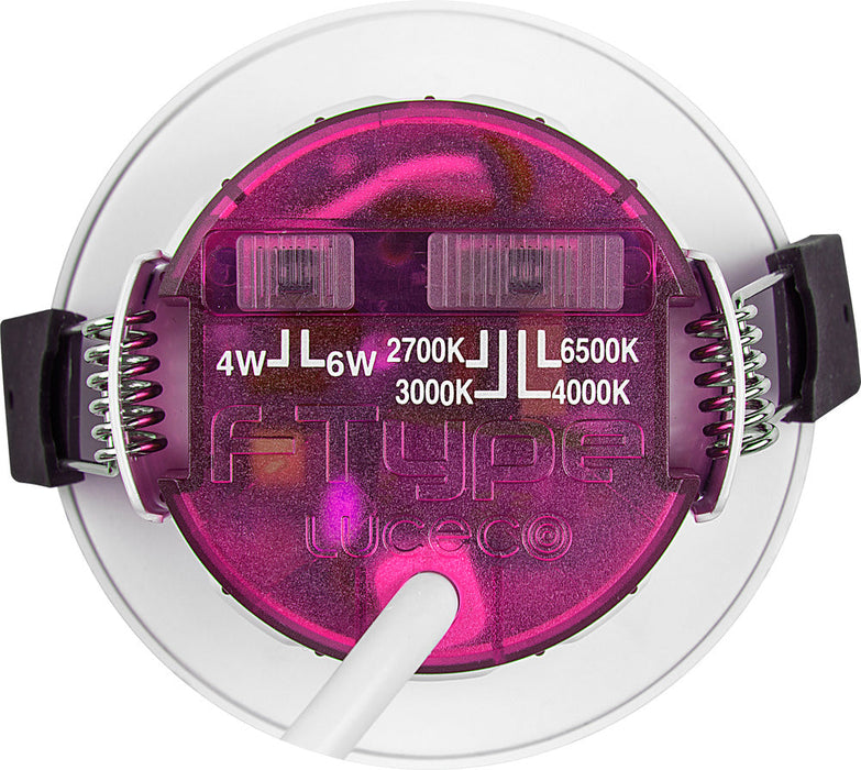 Luceco PTR6WCCT FType Elite 4W/6W 750Lm Power Change & 4 Colour CCT 2700K/3000K/4000K/6000K Dimmable IP65 White - Regressed (6 Pack)
