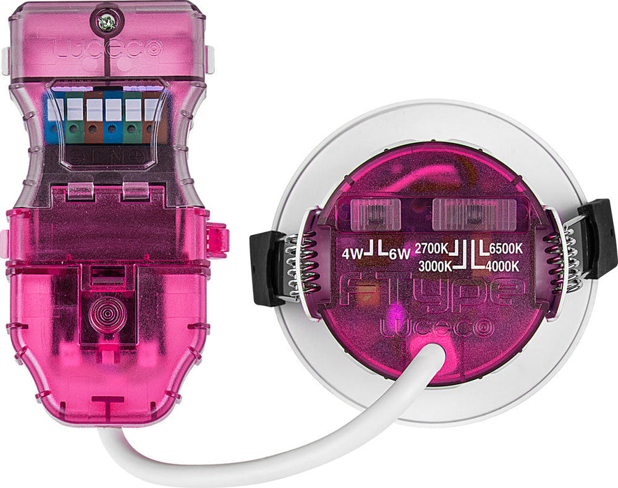 Luceco PTF6WCCT FType Elite 4W/6W 750Lm Power Change & 4 Colour CCT 2700K/3000K/4000K/6000K Dimmable IP65 White - Flat (6 Pack)