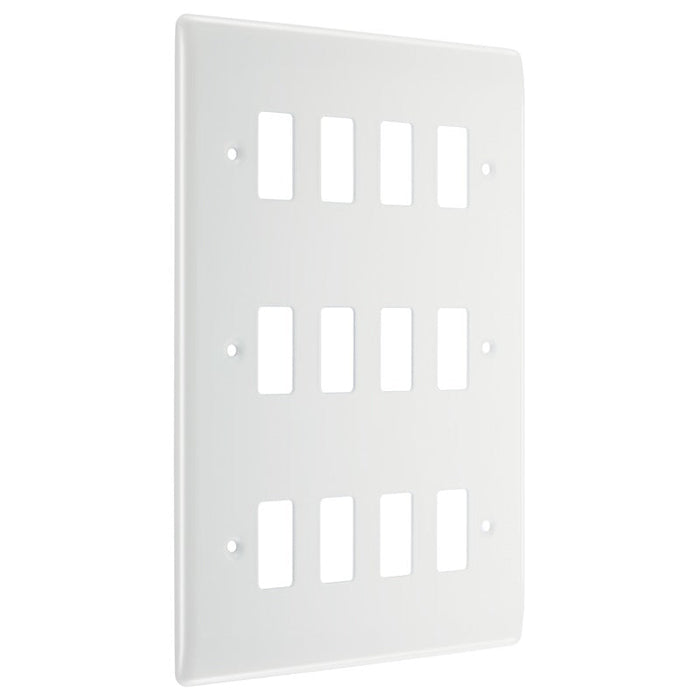 BG R812 White Moulded 12G Grid Front Plate - White - westbasedirect.com