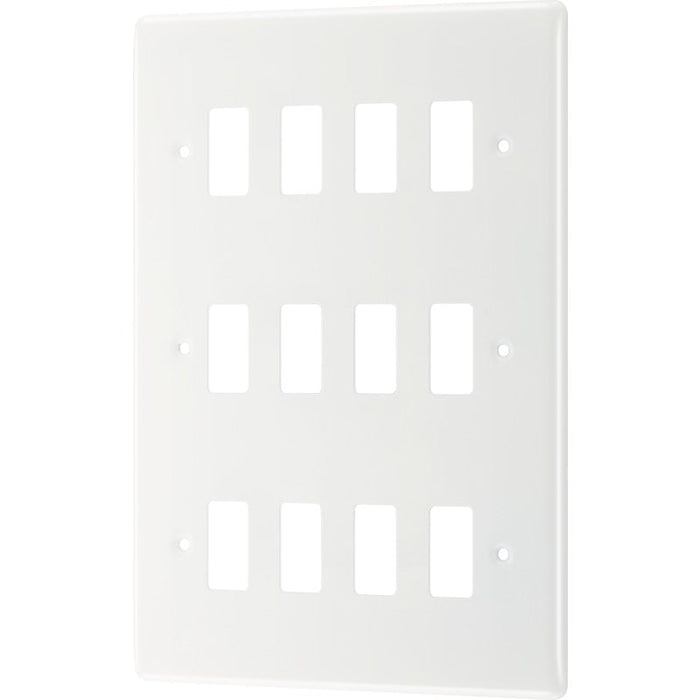 BG R812 White Moulded 12G Grid Front Plate - White - westbasedirect.com