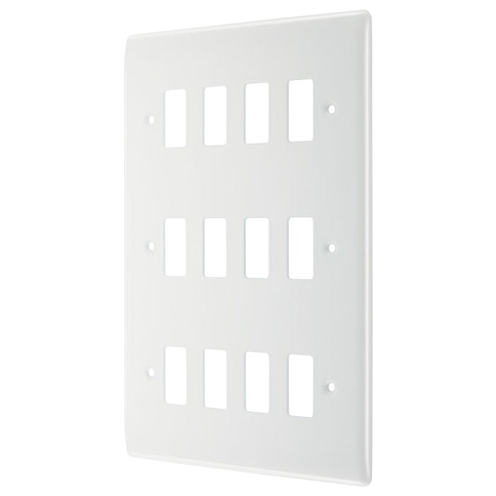 BG R812 White Moulded 12G Grid Front Plate - White - westbasedirect.com