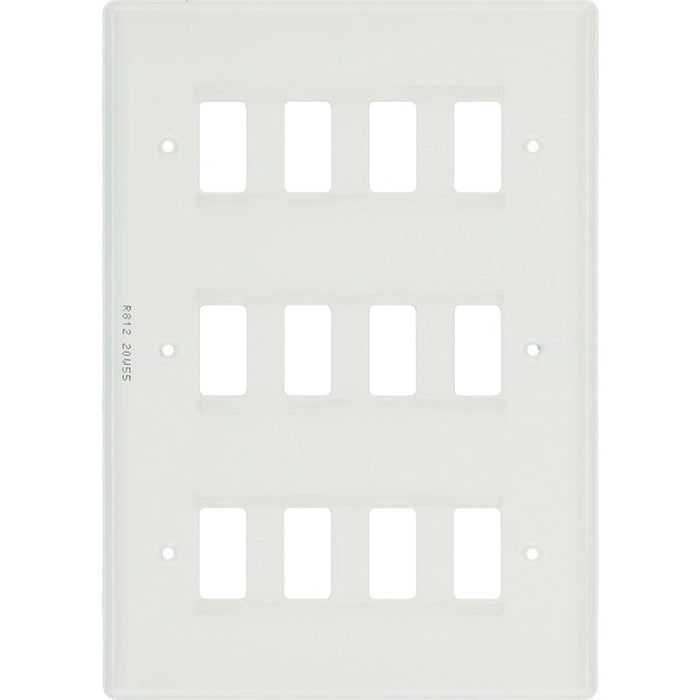 BG R812 White Moulded 12G Grid Front Plate - White - westbasedirect.com