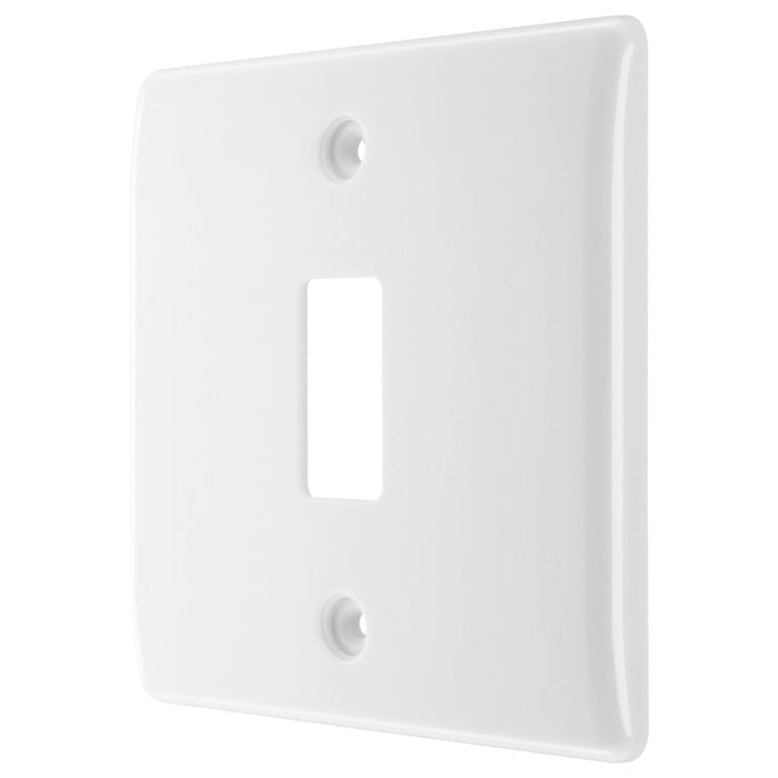 BG R81 White Moulded 1G Grid Front Plate - White - westbasedirect.com