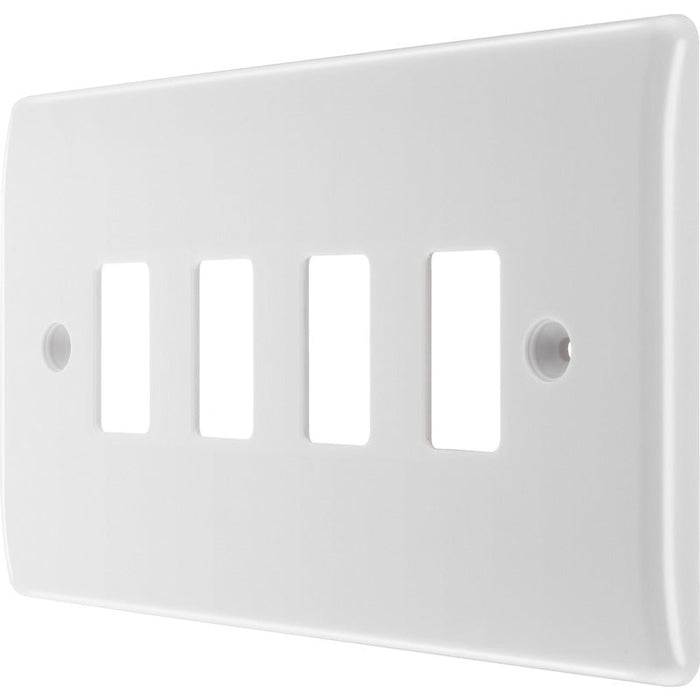 BG R84 White Moulded 4G Grid Front Plate - White - westbasedirect.com