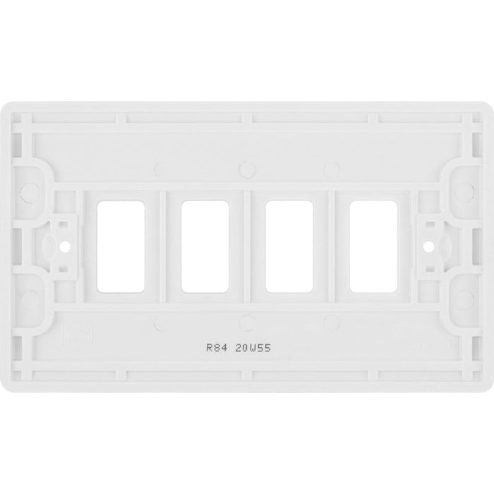 BG R84 White Moulded 4G Grid Front Plate - White - westbasedirect.com