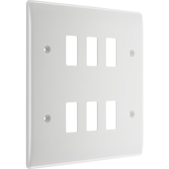 BG R86 White Moulded 6G Grid Front Plate - White - westbasedirect.com