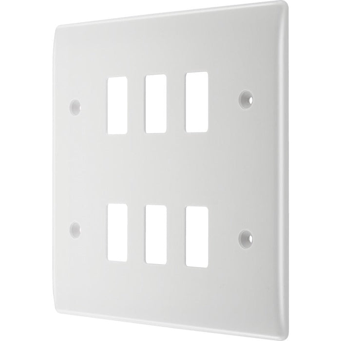 BG R86 White Moulded 6G Grid Front Plate - White - westbasedirect.com