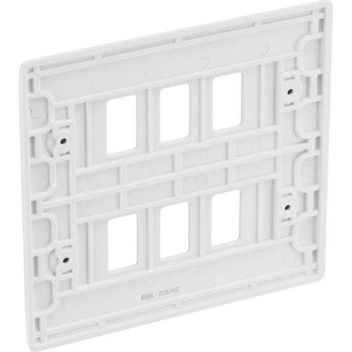 BG R86 White Moulded 6G Grid Front Plate - White - westbasedirect.com