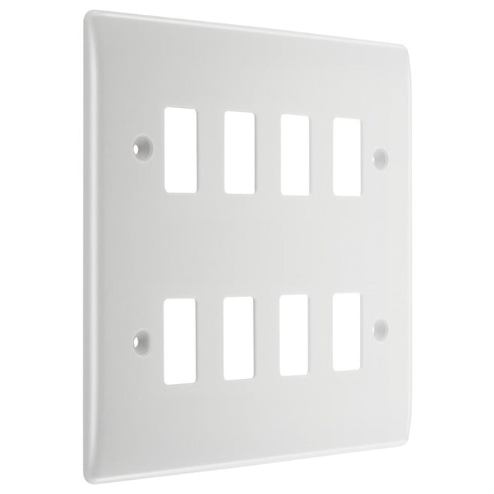 BG R88 White Moulded 8G Grid Front Plate - White - westbasedirect.com