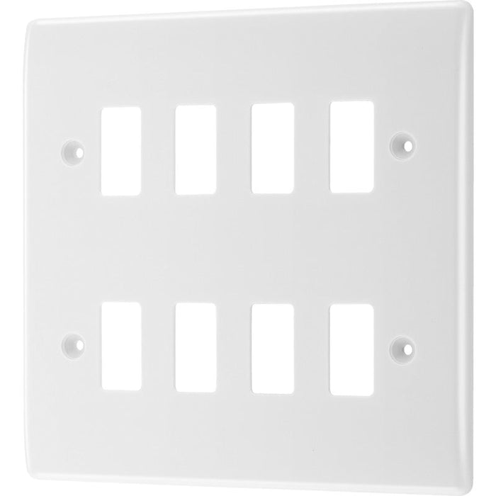 BG R88 White Moulded 8G Grid Front Plate - White - westbasedirect.com