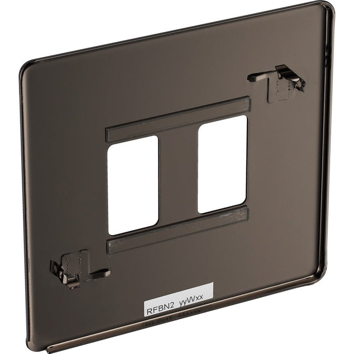 BG RFBN2 Flatplate Screwless 2G Grid Front Plate - Black Nickel - westbasedirect.com