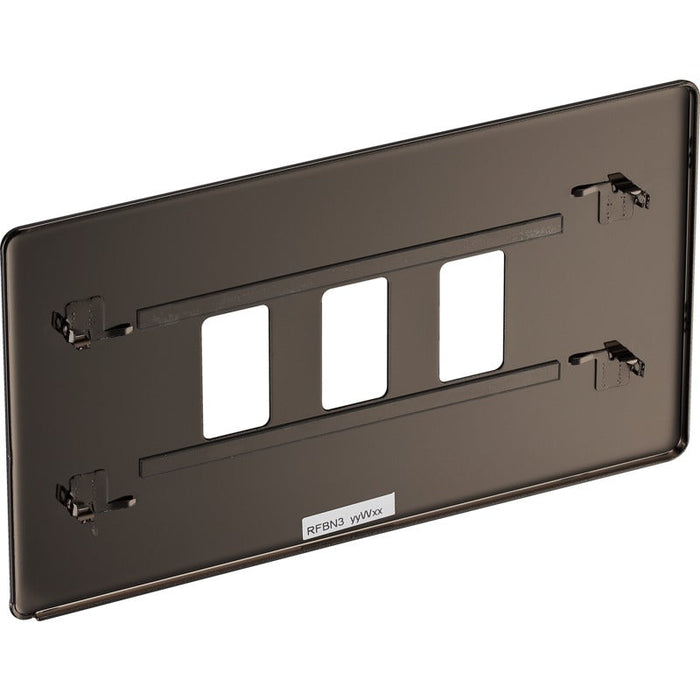 BG RFBN3 Flatplate Screwless 3G Grid Front Plate - Black Nickel - westbasedirect.com