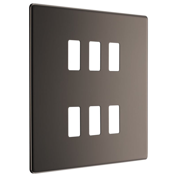 BG RFBN6 Flatplate Screwless 6G Grid Front Plate - Black Nickel - westbasedirect.com