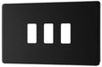 BG RFFB3 Flatplate Screwless 3G Grid Front Plate - Matt Black - westbasedirect.com