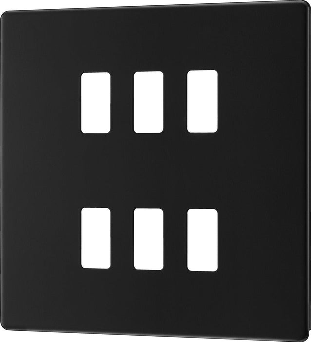 BG RFFB6 Flatplate Screwless 6G Grid Front Plate - Matt Black - westbasedirect.com