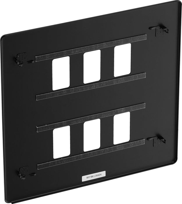 BG RFFB6 Flatplate Screwless 6G Grid Front Plate - Matt Black - westbasedirect.com