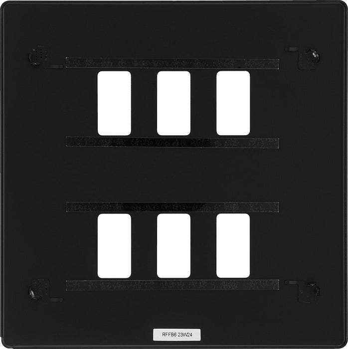 BG RFFB6 Flatplate Screwless 6G Grid Front Plate - Matt Black - westbasedirect.com