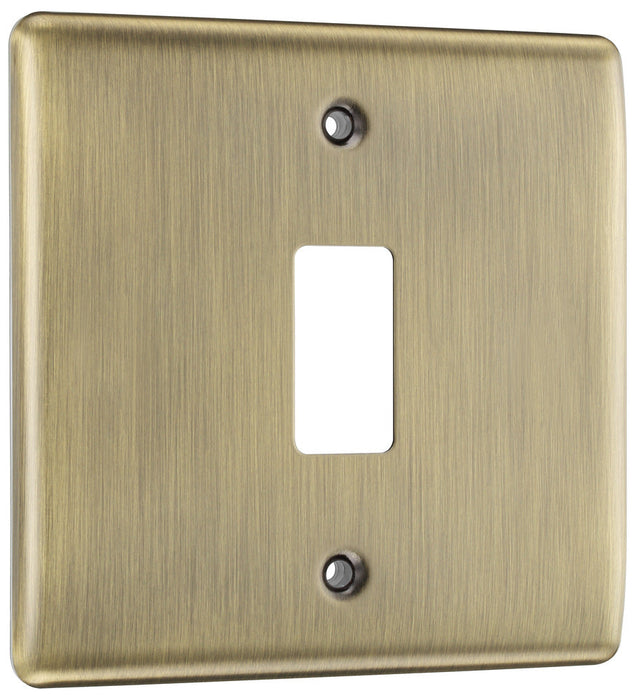 BG RNAB1 Nexus Metal 1G Grid Front Plate - Antique Brass - westbasedirect.com