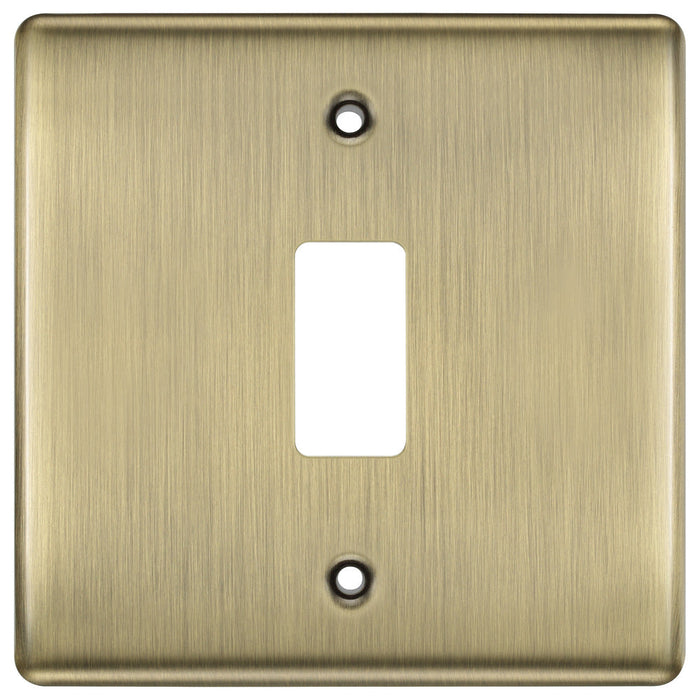 BG RNAB1 Nexus Metal 1G Grid Front Plate - Antique Brass - westbasedirect.com